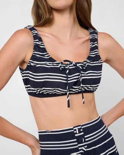 Weworewhat Scrunchie Top In Dk Navy/offwh