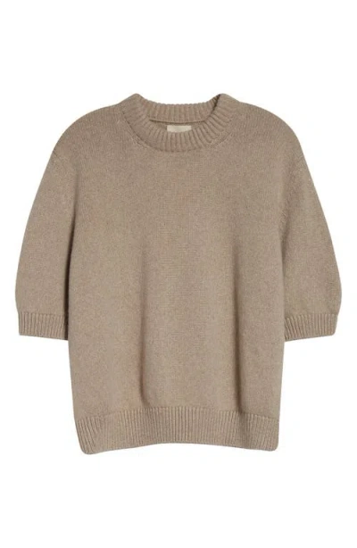 Khaite Davin Short Sleeve Cashmere Sweater In Putty