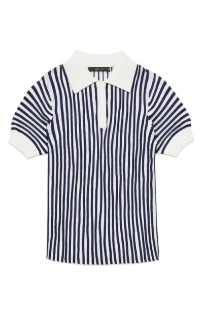 Deluc Amarenta Stripe Polo Sweater In Ecru And Navy