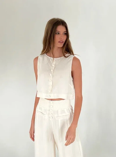 Weworewhat Button Front Palazzo Pant In Off-white