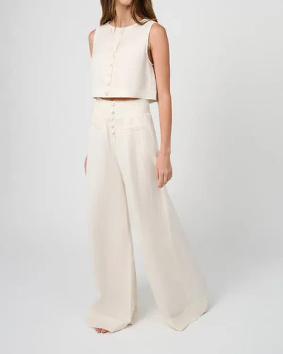 Weworewhat Button Front Palazzo Pant In Off-white