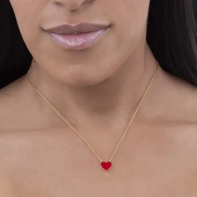 Anna Zuckerman Bff Heart Necklace In Red