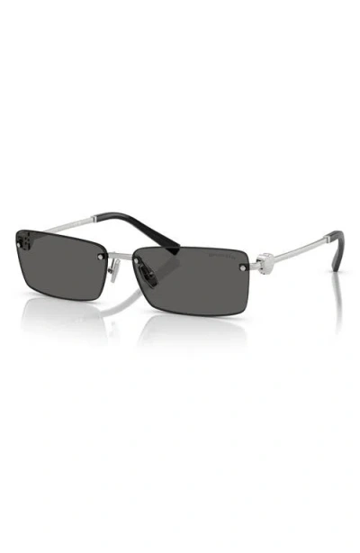 Tiffany & Co . 60mm Rectangular Sunglasses In Silver