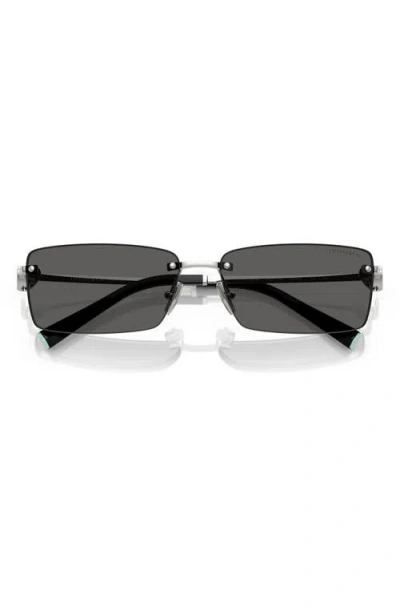 Tiffany & Co . 60mm Rectangular Sunglasses In Silver
