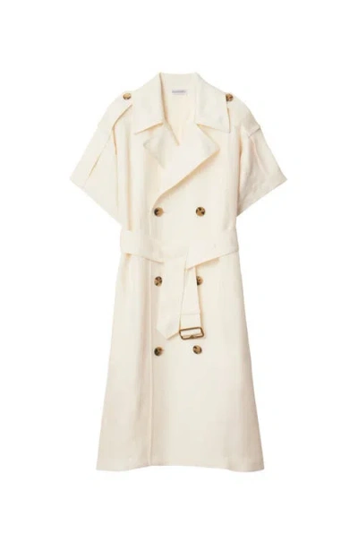 Burberry Trench Dress Viscose Belted Double-breasted Epaulettes In Neutral