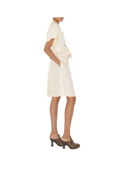 Burberry Trench Dress Viscose Belted Double-breasted Epaulettes In Neutral