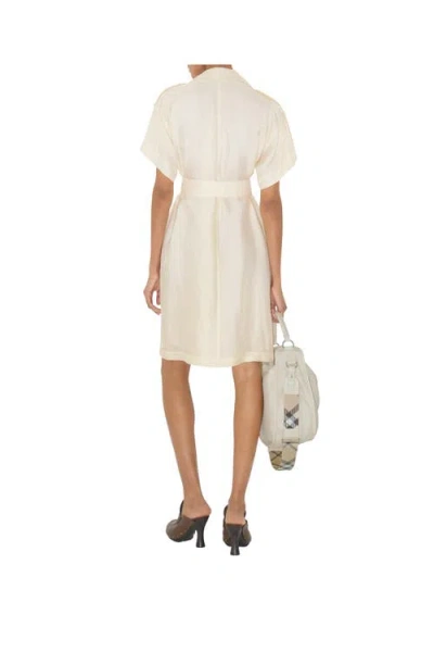Burberry Trench Dress Viscose Belted Double-breasted Epaulettes In Neutral