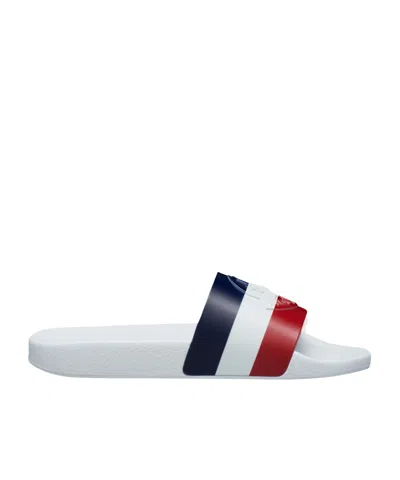 Moncler Basile Embossed Logo Slides In White