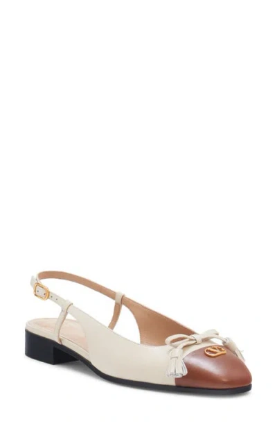 Valentino Slingback Ballerina 25mmm In Butter/tobacco