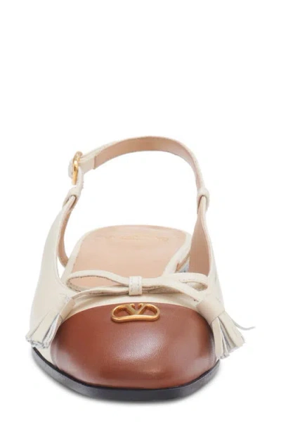 Valentino Slingback Ballerina 25mmm In Butter/tobacco