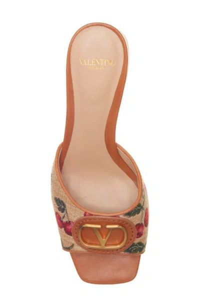 Valentino Garavani Valentino Vlogo Signature 60 Cherryfic Leather-trim Sandal In 32h Naturale/rosso