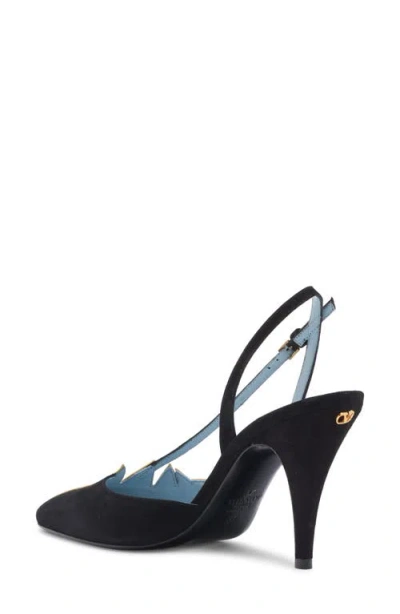 Valentino High Slingback Foliefoliage Black And Gold In Dql Nero/old Gold