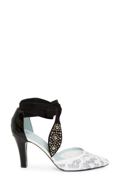 Valentino 85 Embellished Suede-trimmed Corded Lace And Patent-leather Pumps In White