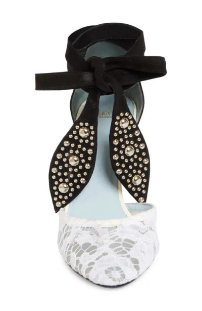 Valentino 85 Embellished Suede-trimmed Corded Lace And Patent-leather Pumps In White