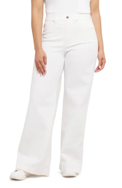 Spanx High Rise Cropped Wide Leg Jeans In Chalk Wash In Chalk Wash
