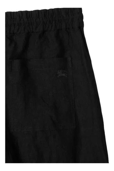 Burberry Mens Black Straight-leg Drawstring Linen Trousers Xl