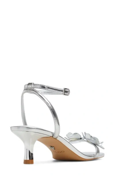 Aldo Women's Daisyrose Floral Kitten-heel Dress Sandals In Silver