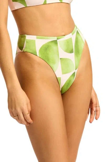 Seafolly High Waist Bikini Bottoms In Green