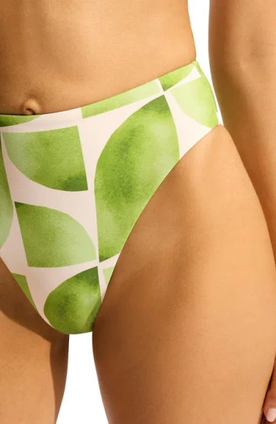 Seafolly High Waist Bikini Bottoms In Green