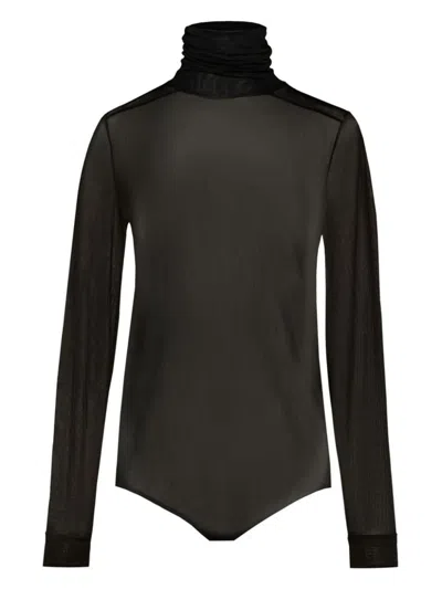 Maison Margiela Four-stitch Sheer Bodysuit In Black