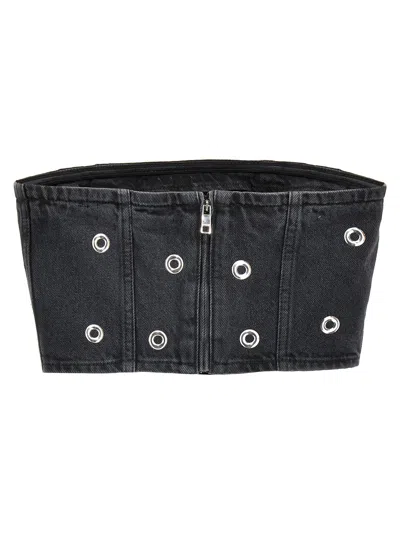 Rotate Birger Christensen Eyelet Strapless Denim Top
