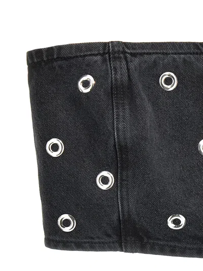 Rotate Birger Christensen Eyelet Strapless Denim Top