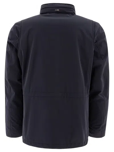 Herno Dark Blue Polyester City Life Jacket With High Collar