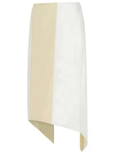 Jw Anderson Cotton Skirt With Layered Asymmetric Hem