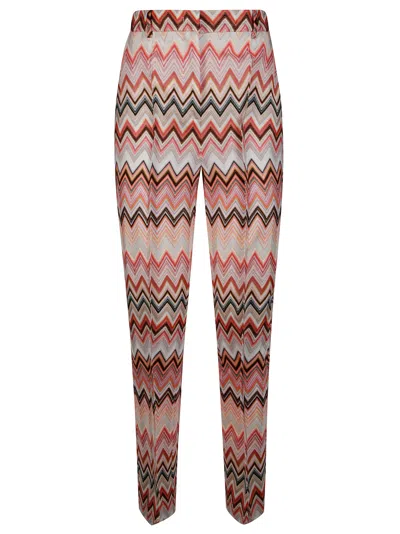 Missoni Chevron Pattern Elastic Waistband Trousers In Orange