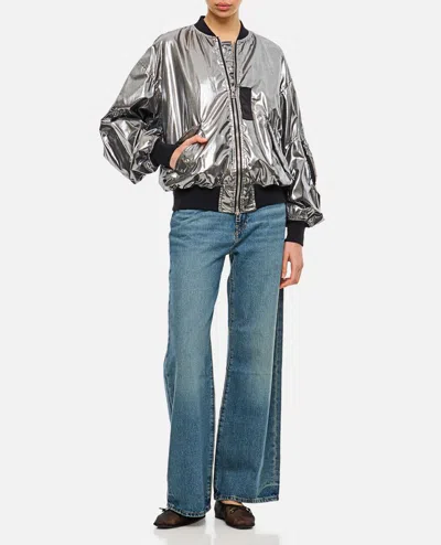 Junya Watanabe Metallic Effect Bomber Jacket In Silver