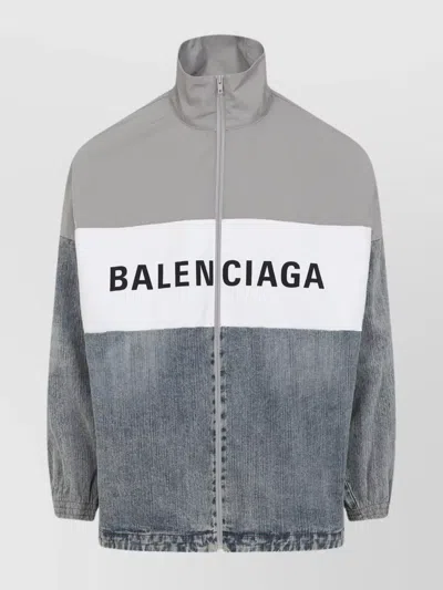 Balenciaga Zip-up Cotton And Polyester Jacket In Blue