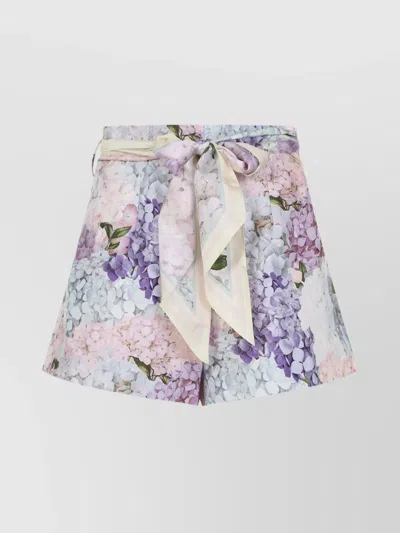 Zimmermann Dawning Silk Shorts In Multi Hydrangea