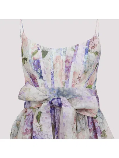 Zimmermann Dawning Floral Belted Midi Dress In Multi Hydrangea