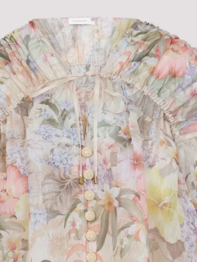 Zimmermann Illuminate Drawn Blouse With Floral Print In Neutral