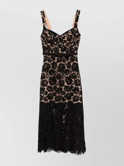 Self-portrait Fine Lace Midi Dress In Black