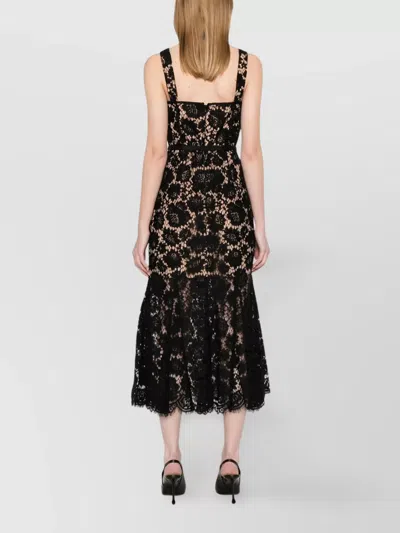 Self-portrait Fine Lace Midi Dress In Black