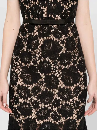 Self-portrait Fine Lace Midi Dress In Black