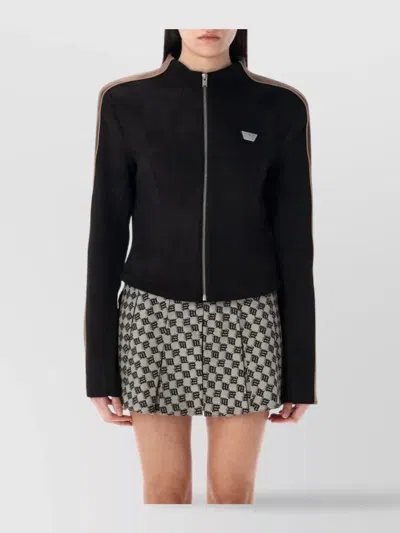 Misbhv Faux Suede Moto Jacket In Black