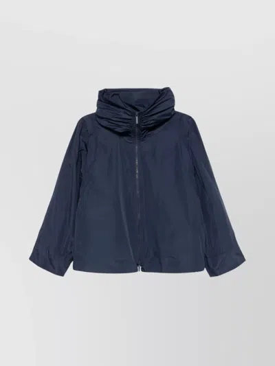 Emporio Armani Drawstring Hem Hooded Blouson Jacket In Blue