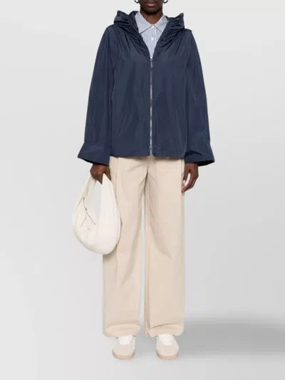 Emporio Armani Drawstring Hem Hooded Blouson Jacket In Blue