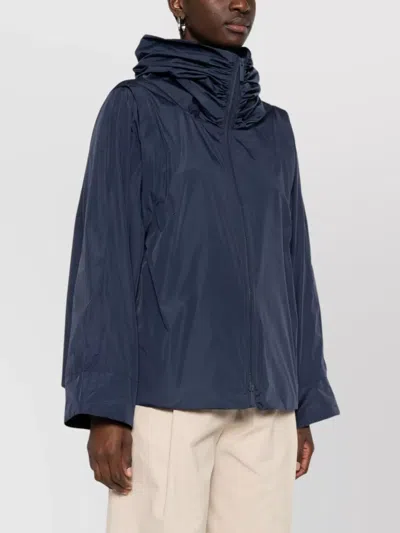 Emporio Armani Drawstring Hem Hooded Blouson Jacket In Blue