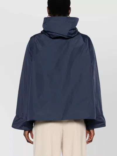Emporio Armani Drawstring Hem Hooded Blouson Jacket In Blue
