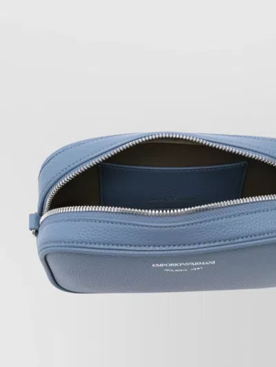 Emporio Armani Textured Finish Camera Bag With Adjustable Strap In Blue