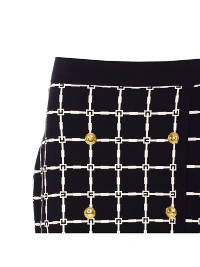Elisabetta Franchi Minigonna Nera In Jacquard Logo Con Bottoni Dorati