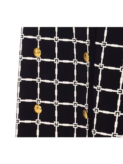 Elisabetta Franchi Minigonna Nera In Jacquard Logo Con Bottoni Dorati