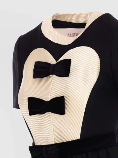 Valentino Bow-detailed Velvet And Ribbed Satin-trimmed Wool And Silk-blend Mini Dress In Black