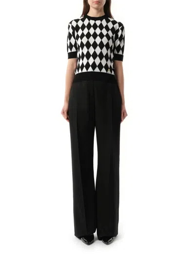 Balmain Embroidered Viscose Blend Top In Black/white