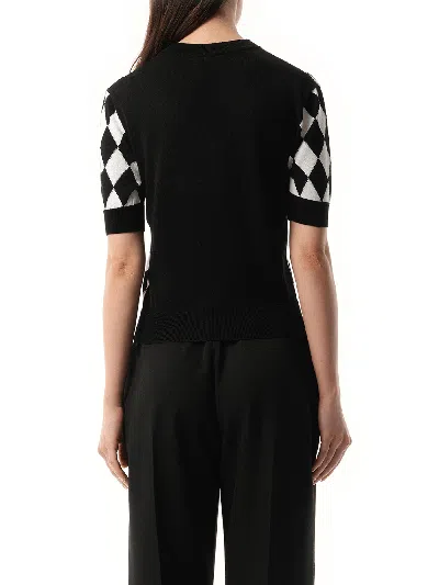 Balmain Embroidered Viscose Blend Top In Black/white