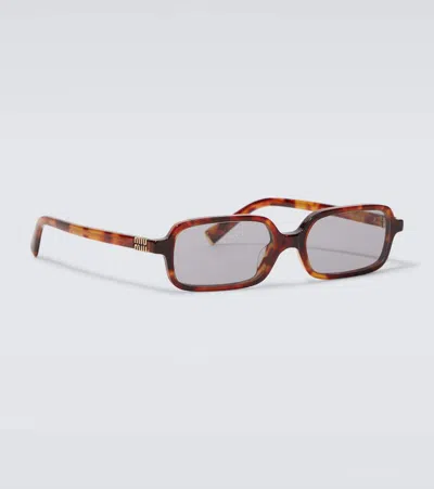Miu Miu Eckige Sonnenbrille In Braun