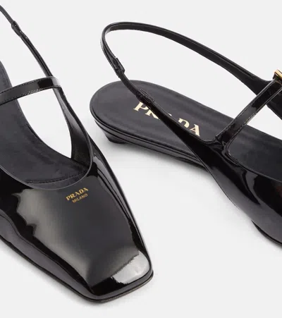 Prada Black Patent Leather Slingback Ballerina